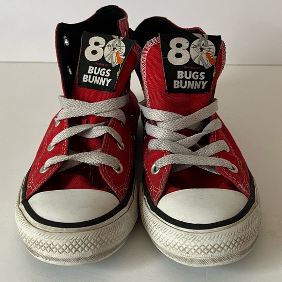 Converse x Looney Tunes Bugs Bunny Collaboration Red High Tops Size 13 - Picture 2 of 11